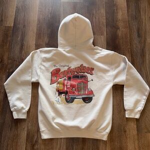 Budweiser Men’s Cream Hoodie with Red Graphic size M